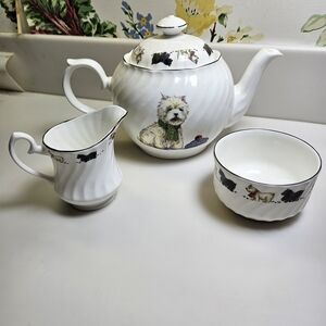 Charming Westie-Scottie Themed White Tea Set